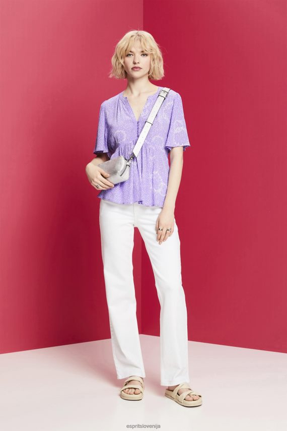 bluze sl Esprit ženske bluza s kratkimi rokavi in ​​pasom za zavezovanje bela 6X446221