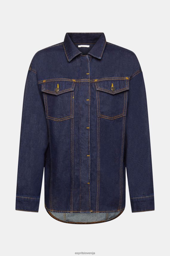 bluze sl Esprit ženske denim bluza modro izpiranje 6X446395