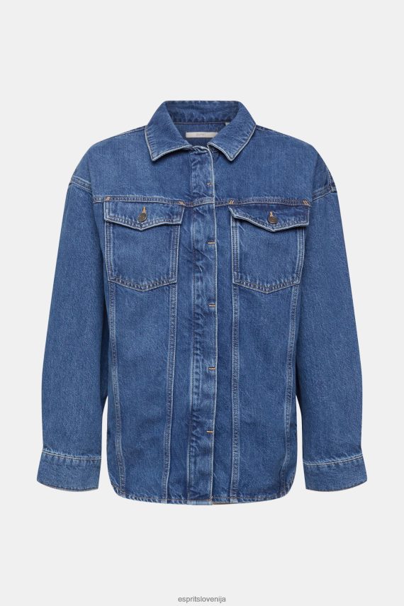 bluze sl Esprit ženske denim bluza modro srednje pranje 6X446396