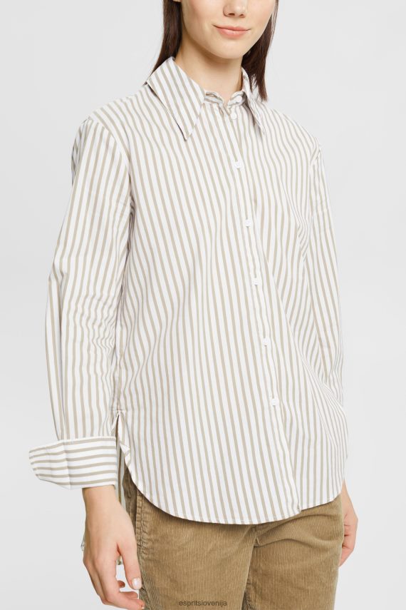 bluze sl Esprit ženske dolga črtasta tkana bluza bela 6X446397