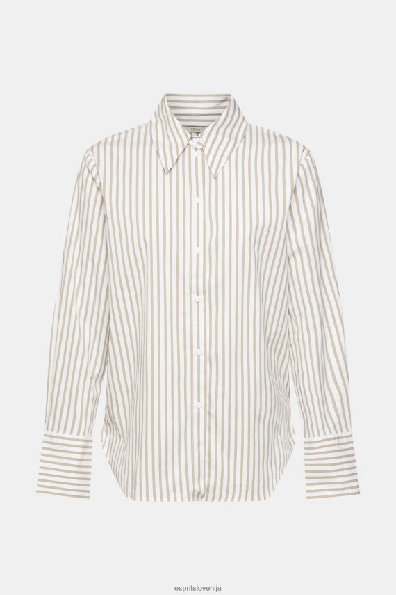 bluze sl Esprit ženske dolga črtasta tkana bluza bela 6X446397