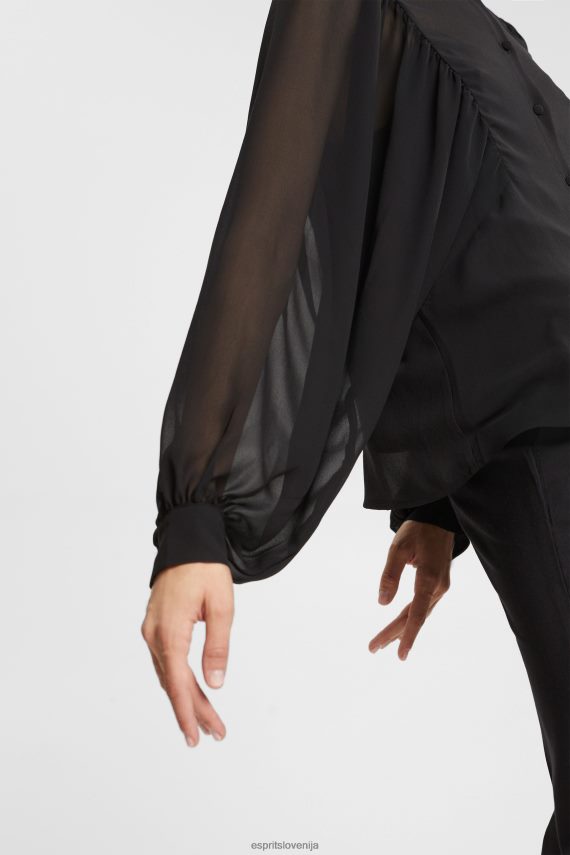 bluze sl Esprit ženske široka šifonska bluza Črna 6X446426