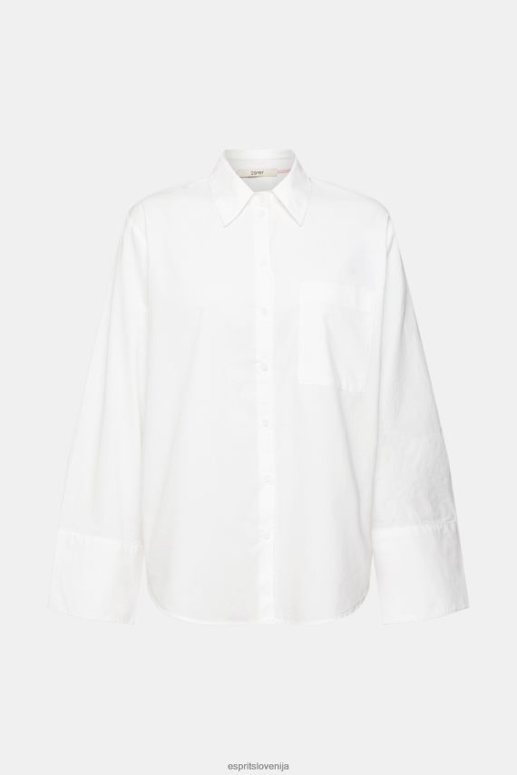 bluze sl Esprit ženske prevelika bela bombažna bluza bela 6X446406