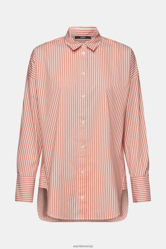 bluze sl Esprit ženske črtasto poplin bluzo oranžno rdeča 6X446349