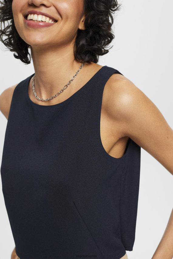 bluze sl Esprit ženske skrajšana bluza brez rokavov mornarica 6X446310