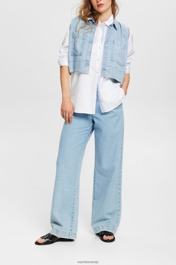 bluze sl Esprit ženske srajčna bluza iz 100% bombaža bela 6X446514