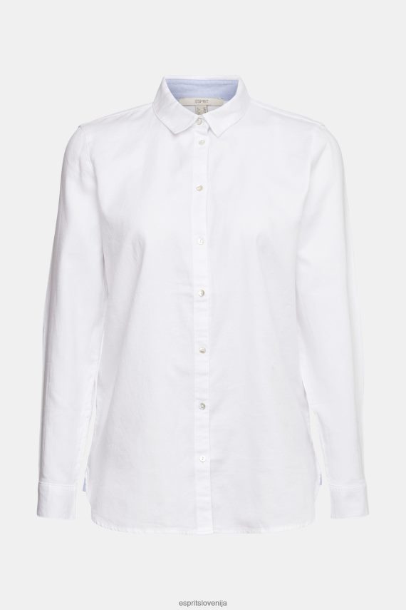 bluze sl Esprit ženske srajčna bluza iz 100% bombaža bela 6X446514