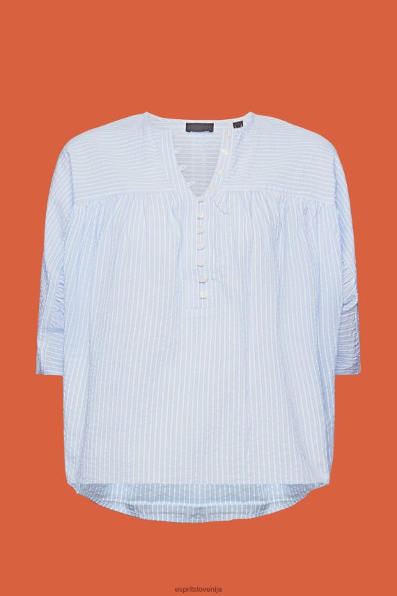 bluze sl Esprit ženske teksturirana bluza s kratkimi rokavi svetlo modra 6X446118