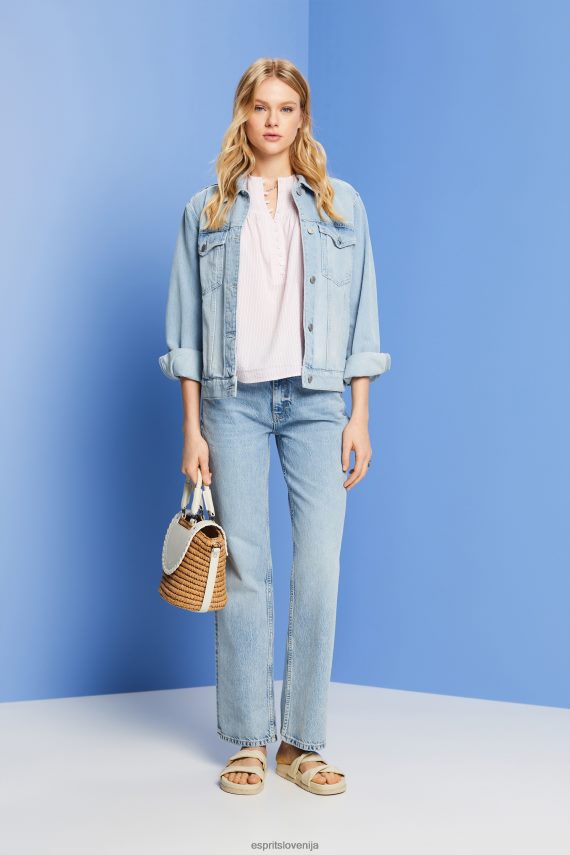 bluze sl Esprit ženske teksturirana bluza s kratkimi rokavi svetlo roza 6X446117