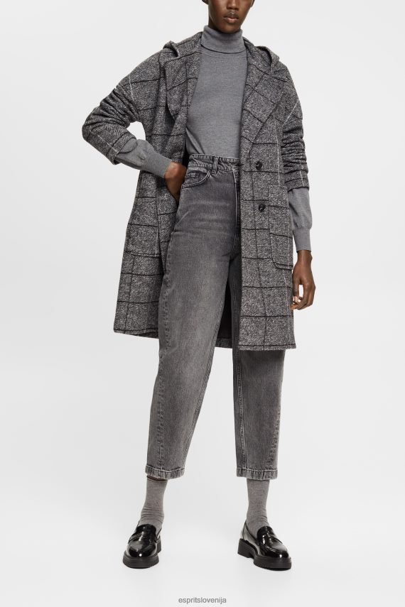 denim sl Esprit ženske kavbojke banana kroja z asimetričnim pasom črna srednje pranje 6X446339