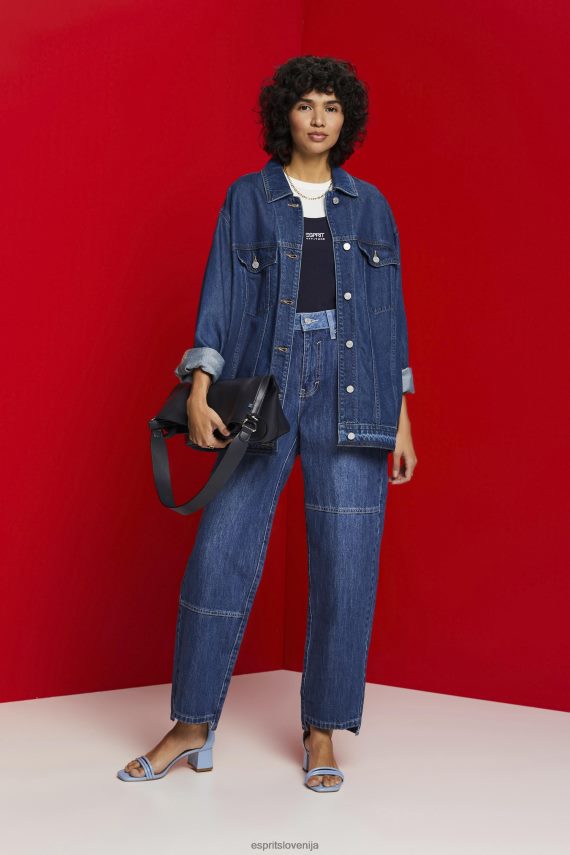 denim sl Esprit ženske kavbojke v dizajnu 90-ih modro temno pranje 6X446300