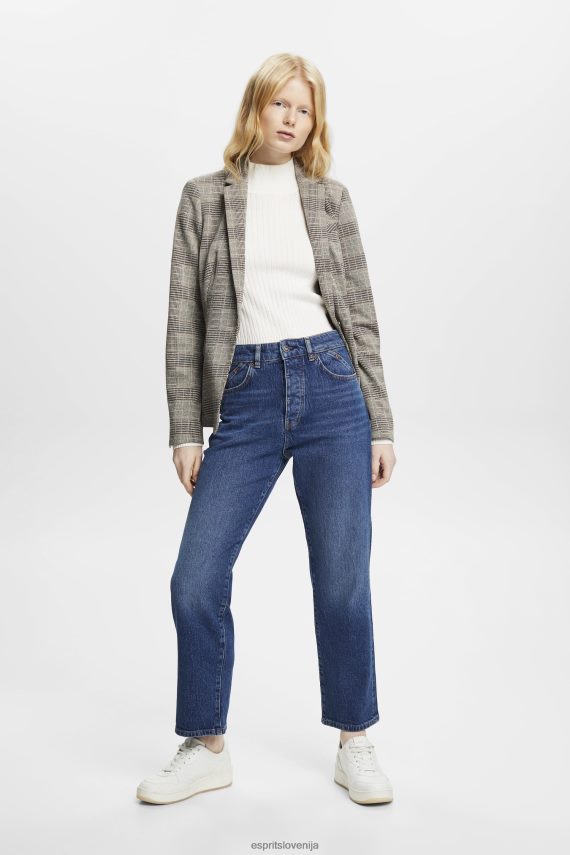 denim sl Esprit ženske kavbojke z visokim pasom modro srednje pranje 6X446314