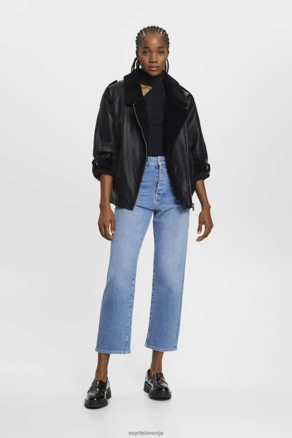 denim sl Esprit ženske kavbojke z visokim pasom pranje modre svetlobe 6X446315