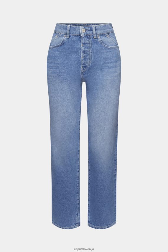denim sl Esprit ženske kavbojke z visokim pasom pranje modre svetlobe 6X446315