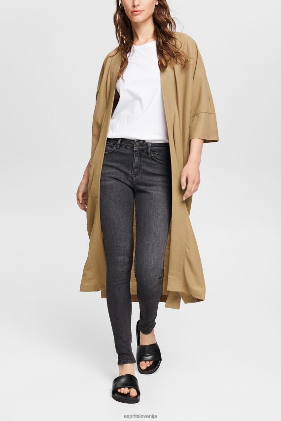 denim sl Esprit ženske raztegljive kavbojke na dotik kašmirja s srednjo višino sivo temno pranje 6X446341