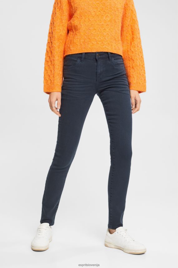 denim sl Esprit ženske raztegljive kavbojke slim fit srednje rasti petrol modra 6X446565