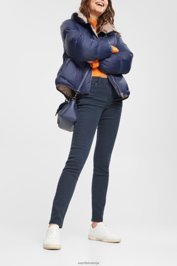 denim sl Esprit ženske raztegljive kavbojke slim fit srednje rasti petrol modra 6X446565