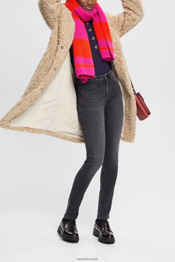 denim sl Esprit ženske raztegljive kavbojke slim fit srednje rasti črna srednje pranje 6X446340