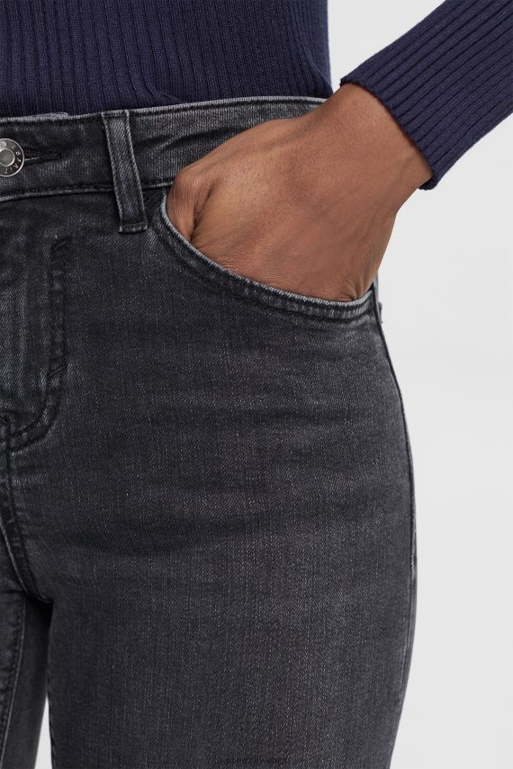 denim sl Esprit ženske raztegljive kavbojke slim fit srednje rasti črna srednje pranje 6X446340