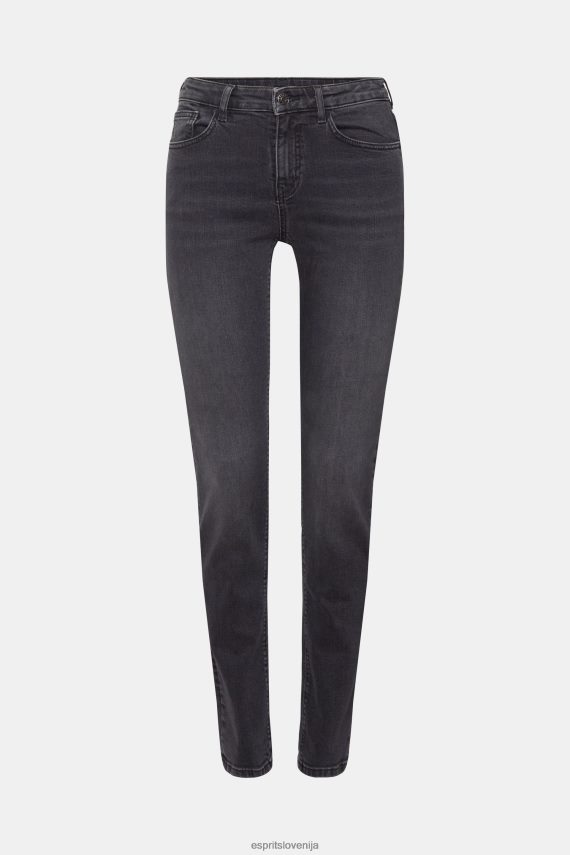 denim sl Esprit ženske raztegljive kavbojke slim fit srednje rasti črna srednje pranje 6X446340
