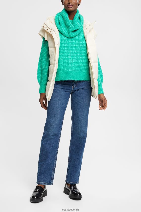 denim sl Esprit ženske raztegljive kavbojke z ravnimi nogavicami z visokim pasom modro srednje pranje 6X446337