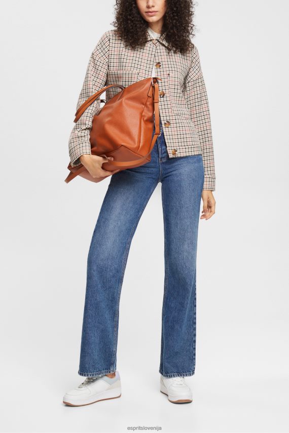 denim sl Esprit ženske retro široke kavbojke z visokim pasom modro srednje pranje 6X446327