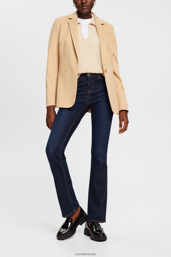 denim sl Esprit ženske skinny bootcut kavbojke z visoko postavo modro temno pranje 6X446338