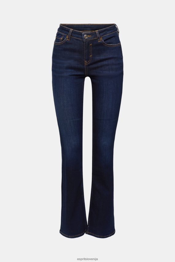 denim sl Esprit ženske skinny bootcut kavbojke z visoko postavo modro temno pranje 6X446338
