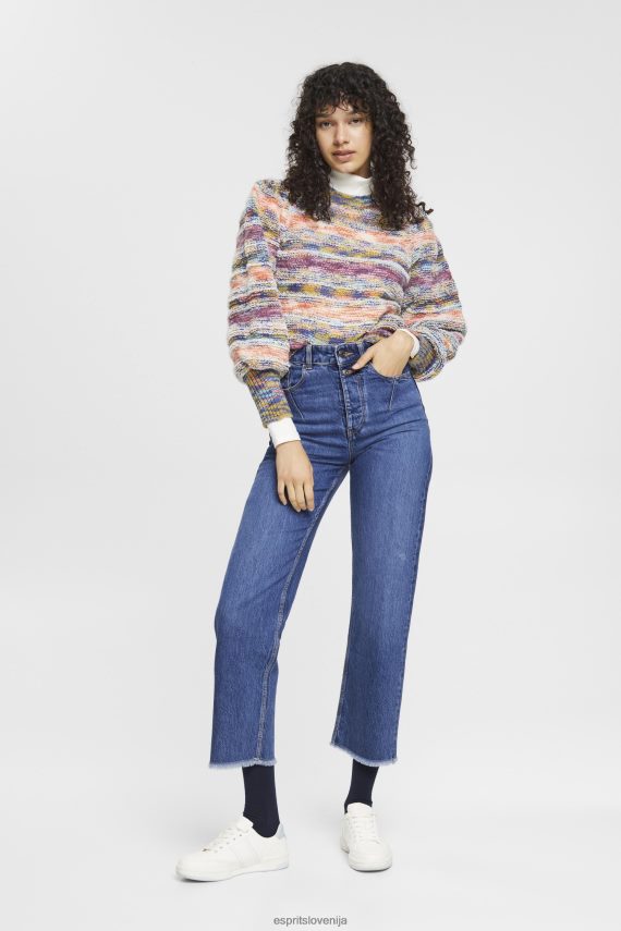 denim sl Esprit ženske visoke kavbojke distressed dad fit modro srednje pranje 6X446254