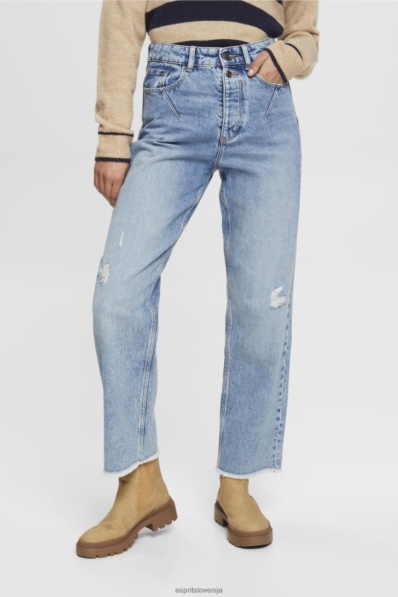 denim sl Esprit ženske visoke kavbojke distressed dad fit pranje modre svetlobe 6X446255