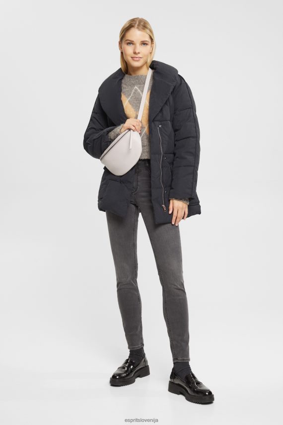 denim sl Esprit ženske visoko oblikovane kavbojke sivo temno pranje 6X446342