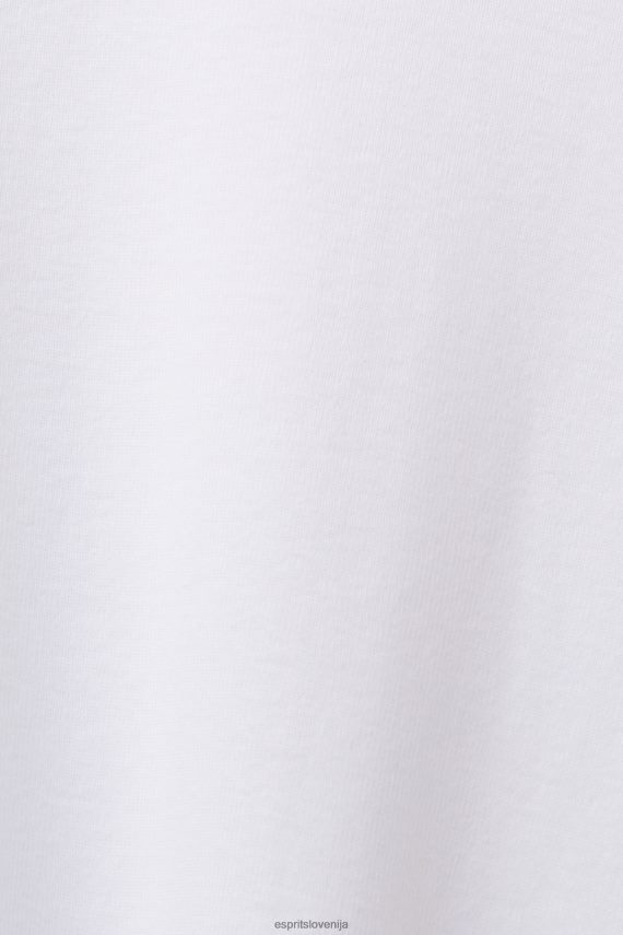 dolgi rokav sl Esprit ženske majica z dolgimi rokavi in ​​nazobčanim ovratnikom bela 6X44632