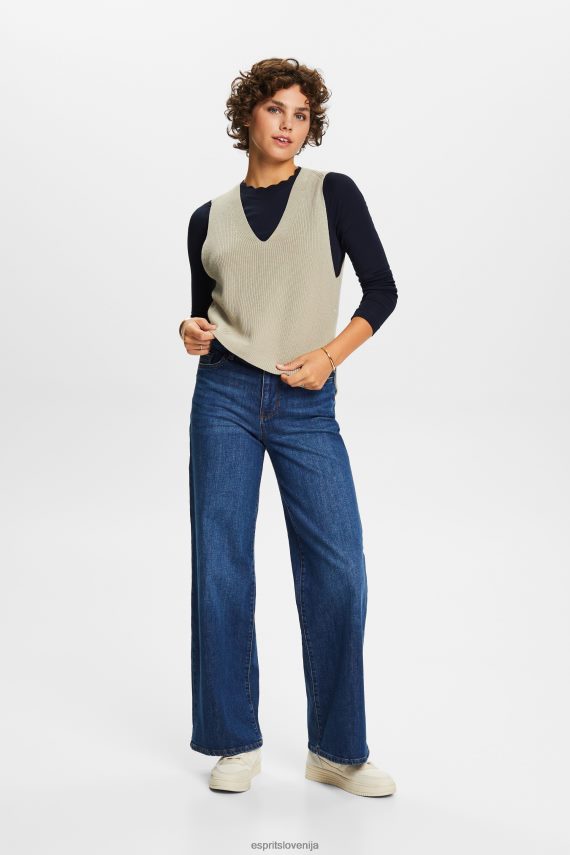 dolgi rokav sl Esprit ženske majica z dolgimi rokavi in ​​nazobčanim ovratnikom mornarica 6X44633