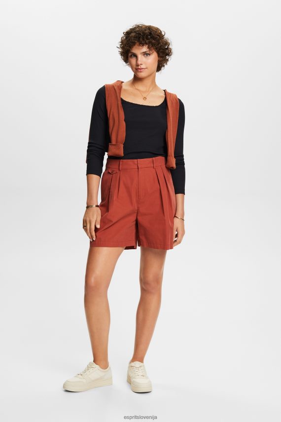 dolgi rokav sl Esprit ženske rebrast zgornji del z dolgimi rokavi Črna 6X44688