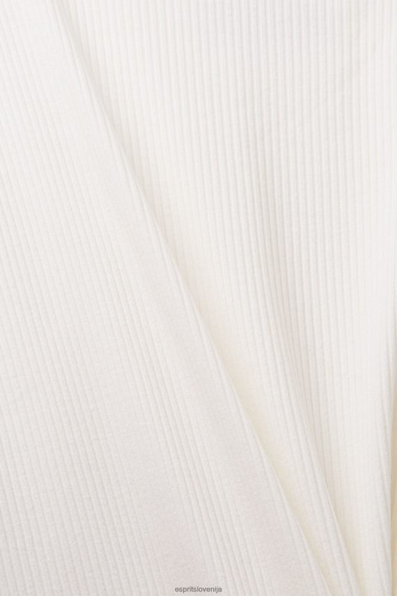 dolgi rokav sl Esprit ženske rebrast zgornji del z dolgimi rokavi umazano bela 6X44689