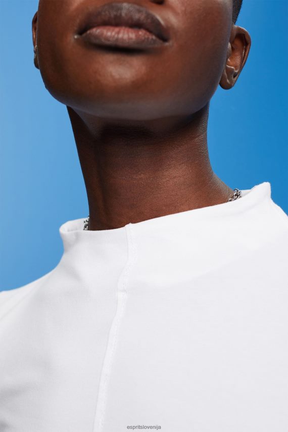 dolgi rokav sl Esprit ženske top z dolgimi rokavi z ladjastim izrezom bela 6X446369