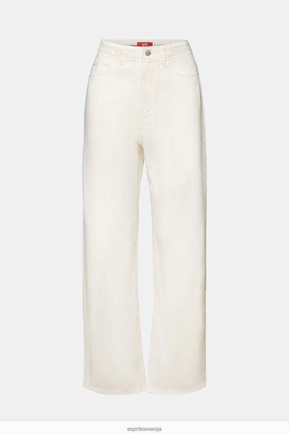hlače in hlače sl Esprit ženske široke hlače iz keperja, 100% bombaž umazano bela 6X4464