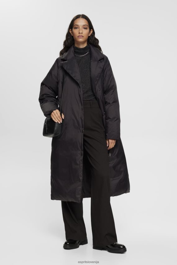 hlače in hlače sl Esprit ženske široke hlače z visokim pasom Črna 6X446246