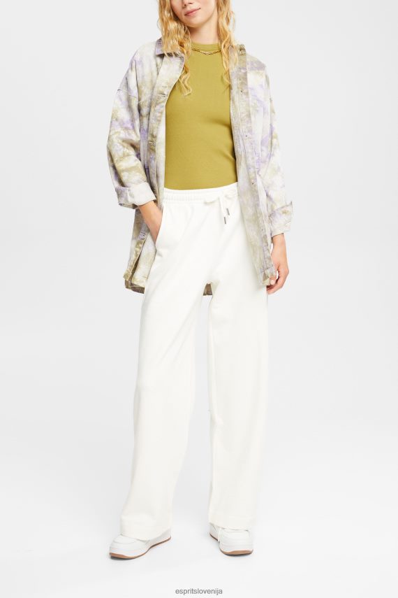 hlače in hlače sl Esprit ženske široke trenirke umazano bela 6X446527