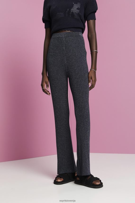 hlače in hlače sl Esprit ženske pletene hlače z bleščečim učinkom mornarica 6X446259