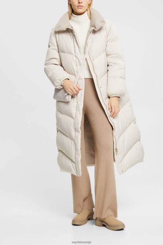 hlače in hlače sl Esprit ženske rebraste pletene hlače z visokim pasom taupe 6X446467