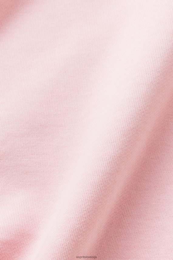 hlače in hlače sl Esprit ženske spodnji del trenirke z logotipom, organski bombaž pastelno roza 6X4466