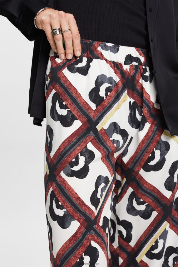 hlače in hlače sl Esprit ženske vzorčaste hlače na poteg, lenzing ecovero led 6X44617