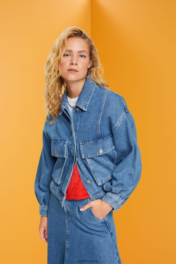 jakne sl Esprit ženske Denim jakna modro srednje pranje 6X446549