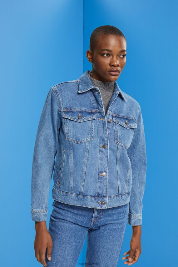 jakne sl Esprit ženske Denim jakna modro srednje pranje 6X446553