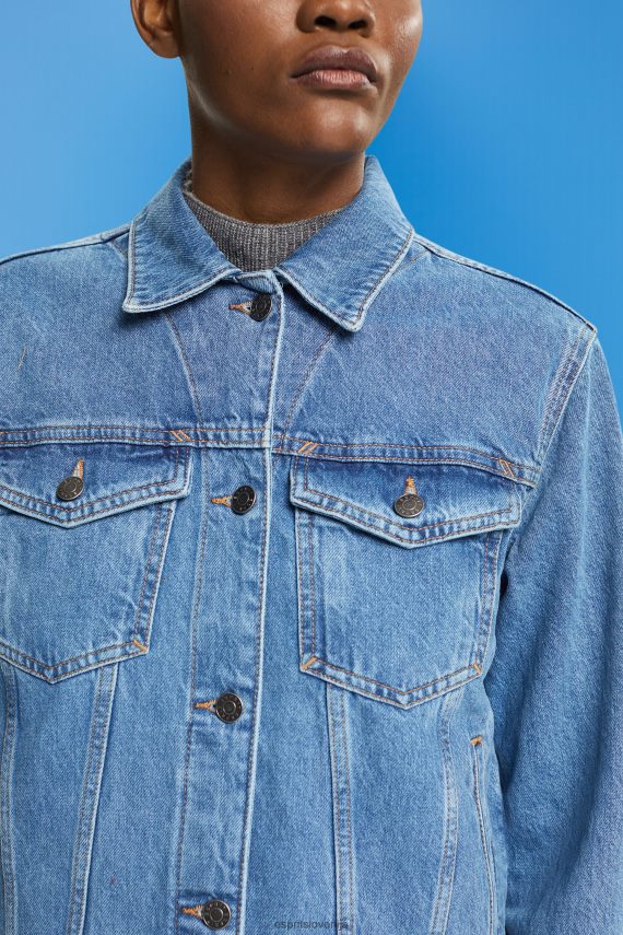 jakne sl Esprit ženske Denim jakna modro srednje pranje 6X446553
