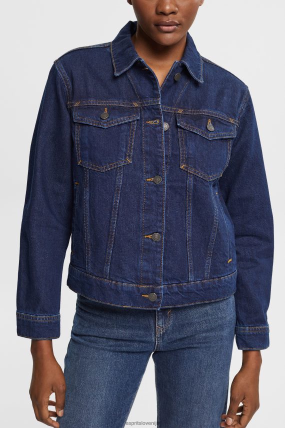 jakne sl Esprit ženske Denim jakna modro temno pranje 6X446554