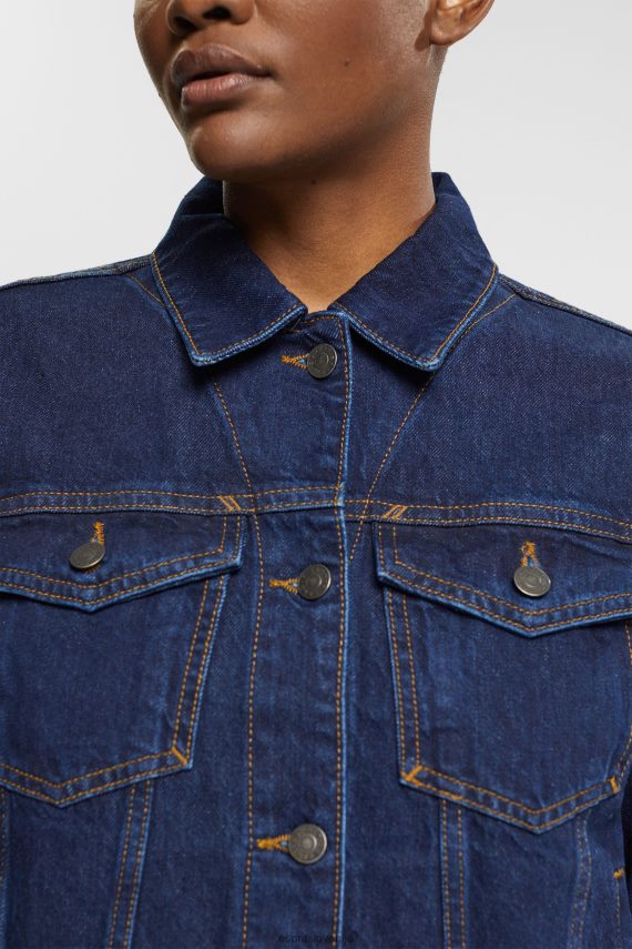 jakne sl Esprit ženske Denim jakna modro temno pranje 6X446554