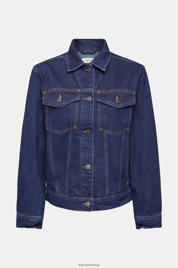 jakne sl Esprit ženske Denim jakna modro temno pranje 6X446554
