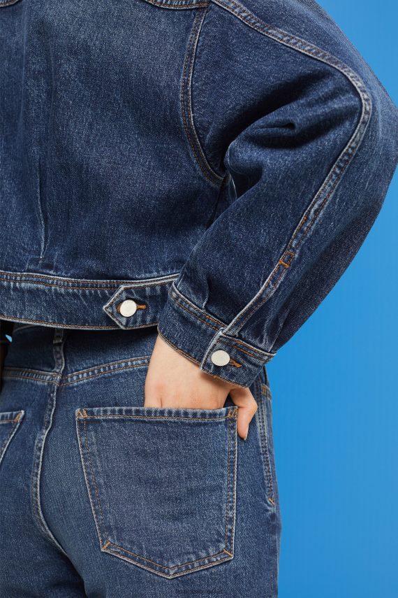 jakne sl Esprit ženske odrezana denim jakna modro srednje pranje 6X446550